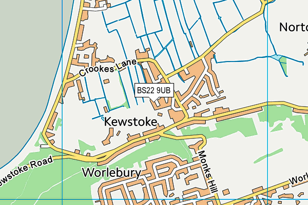 BS22 9UB map - OS VectorMap District (Ordnance Survey) BS22 9UB map - OS VectorMap District (Ordnance Survey)