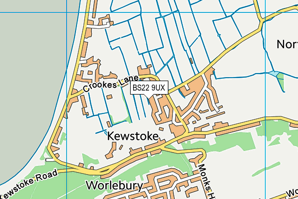 BS22 9UX map - OS VectorMap District (Ordnance Survey) BS22 9UX map - OS VectorMap District (Ordnance Survey)