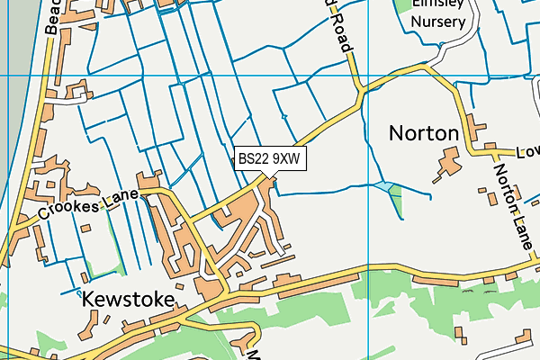 BS22 9XW map - OS VectorMap District (Ordnance Survey)