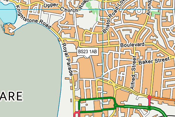 BS23 1AB map - OS VectorMap District (Ordnance Survey) BS23 1AB map - OS VectorMap District (Ordnance Survey)