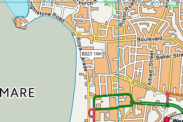 BS23 1AH map - OS VectorMap District (Ordnance Survey) BS23 1AH map - OS VectorMap District (Ordnance Survey)
