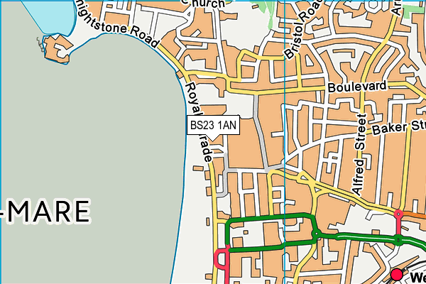 BS23 1AN map - OS VectorMap District (Ordnance Survey) BS23 1AN map - OS VectorMap District (Ordnance Survey)