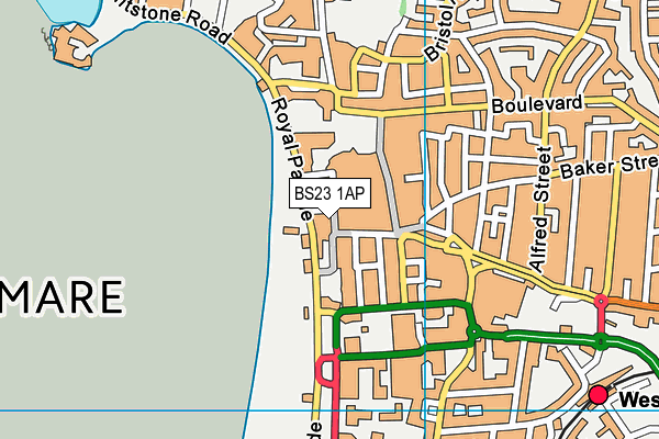 BS23 1AP map - OS VectorMap District (Ordnance Survey) BS23 1AP map - OS VectorMap District (Ordnance Survey)