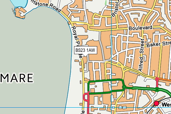 BS23 1AW map - OS VectorMap District (Ordnance Survey) BS23 1AW map - OS VectorMap District (Ordnance Survey)
