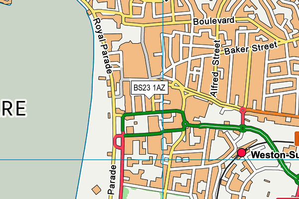 BS23 1AZ map - OS VectorMap District (Ordnance Survey) BS23 1AZ map - OS VectorMap District (Ordnance Survey)