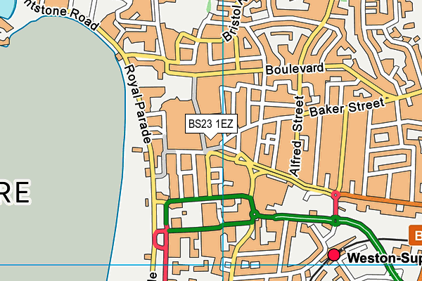 BS23 1EZ map - OS VectorMap District (Ordnance Survey) BS23 1EZ map - OS VectorMap District (Ordnance Survey)