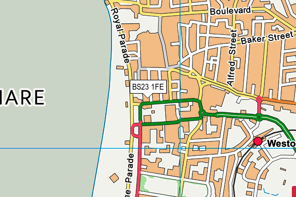 BS23 1FE map - OS VectorMap District (Ordnance Survey) BS23 1FE map - OS VectorMap District (Ordnance Survey)