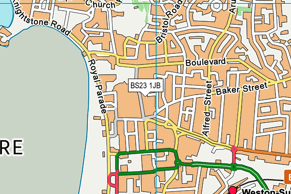 BS23 1JB map - OS VectorMap District (Ordnance Survey) BS23 1JB map - OS VectorMap District (Ordnance Survey)