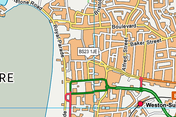 BS23 1JE map - OS VectorMap District (Ordnance Survey) BS23 1JE map - OS VectorMap District (Ordnance Survey)