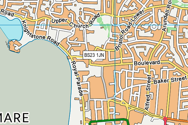 BS23 1JN map - OS VectorMap District (Ordnance Survey)