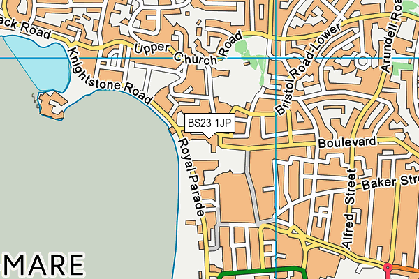 BS23 1JP map - OS VectorMap District (Ordnance Survey) BS23 1JP map - OS VectorMap District (Ordnance Survey)