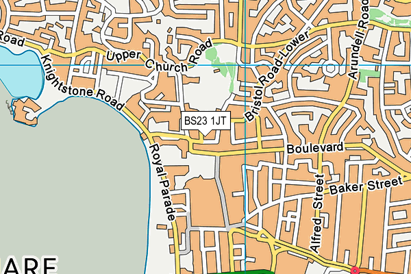 BS23 1JT map - OS VectorMap District (Ordnance Survey) BS23 1JT map - OS VectorMap District (Ordnance Survey)