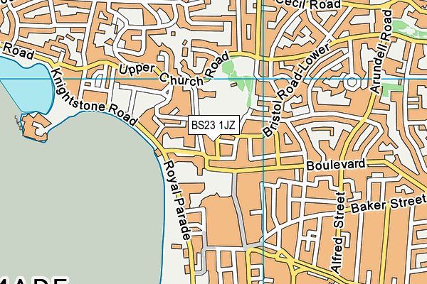 BS23 1JZ map - OS VectorMap District (Ordnance Survey) BS23 1JZ map - OS VectorMap District (Ordnance Survey)