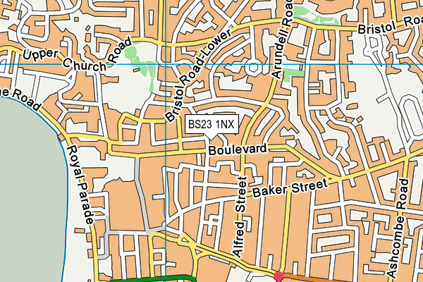 BS23 1NX map - OS VectorMap District (Ordnance Survey) BS23 1NX map - OS VectorMap District (Ordnance Survey)