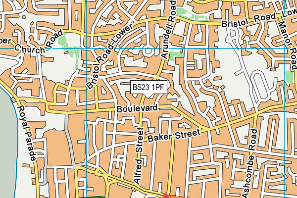 BS23 1PF map - OS VectorMap District (Ordnance Survey) BS23 1PF map - OS VectorMap District (Ordnance Survey)