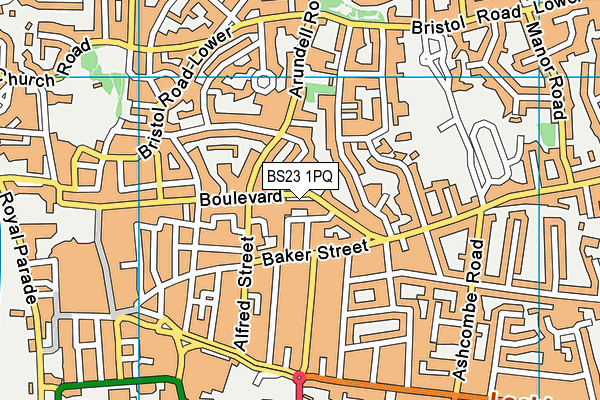 BS23 1PQ map - OS VectorMap District (Ordnance Survey) BS23 1PQ map - OS VectorMap District (Ordnance Survey)