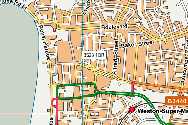 BS23 1QR map - OS VectorMap District (Ordnance Survey) BS23 1QR map - OS VectorMap District (Ordnance Survey)