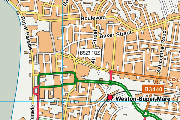 BS23 1QZ map - OS VectorMap District (Ordnance Survey) BS23 1QZ map - OS VectorMap District (Ordnance Survey)