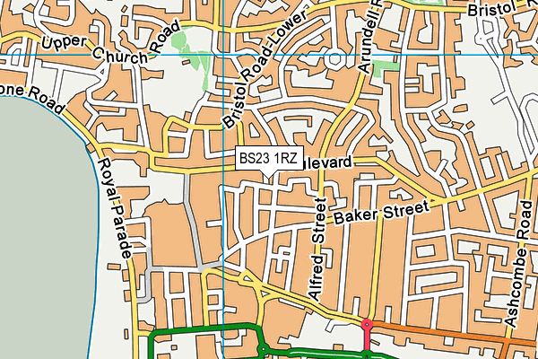 BS23 1RZ map - OS VectorMap District (Ordnance Survey) BS23 1RZ map - OS VectorMap District (Ordnance Survey)