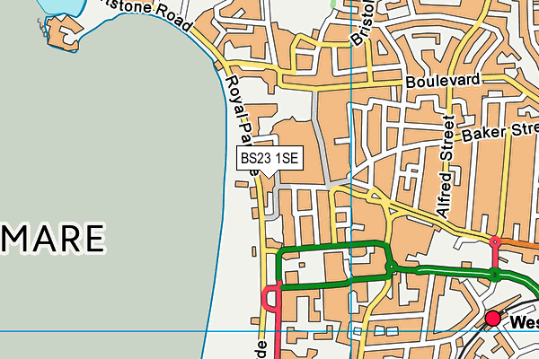 BS23 1SE map - OS VectorMap District (Ordnance Survey) BS23 1SE map - OS VectorMap District (Ordnance Survey)