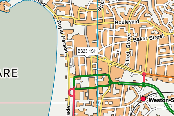 BS23 1SH map - OS VectorMap District (Ordnance Survey) BS23 1SH map - OS VectorMap District (Ordnance Survey)