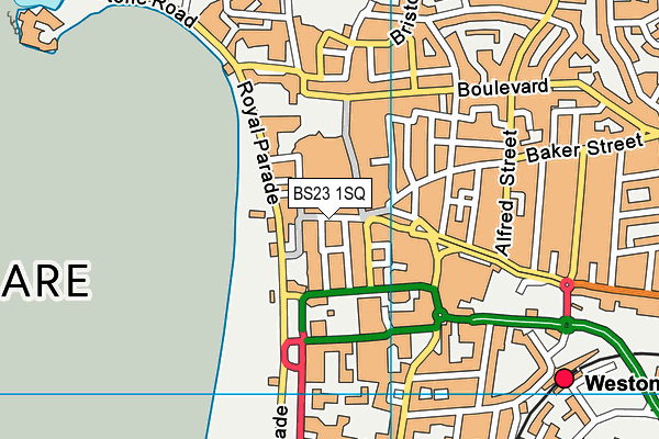 BS23 1SQ map - OS VectorMap District (Ordnance Survey) BS23 1SQ map - OS VectorMap District (Ordnance Survey)