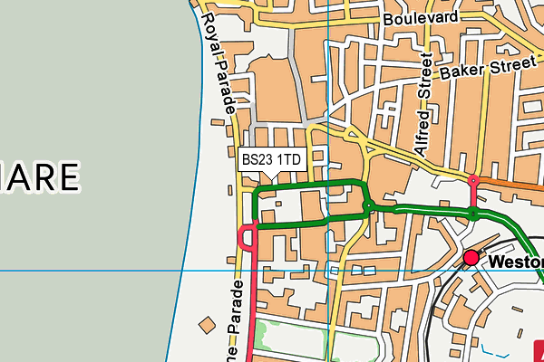 BS23 1TD map - OS VectorMap District (Ordnance Survey) BS23 1TD map - OS VectorMap District (Ordnance Survey)