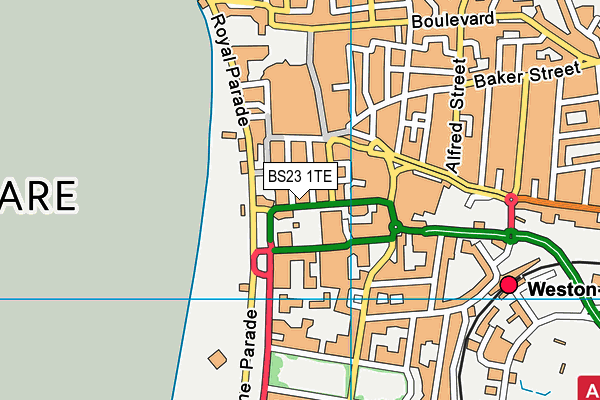 BS23 1TE map - OS VectorMap District (Ordnance Survey) BS23 1TE map - OS VectorMap District (Ordnance Survey)