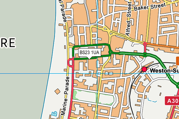 BS23 1UA map - OS VectorMap District (Ordnance Survey)