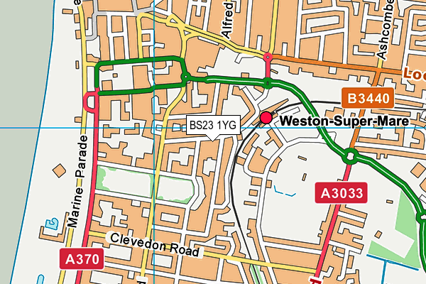BS23 1YG map - OS VectorMap District (Ordnance Survey) BS23 1YG map - OS VectorMap District (Ordnance Survey)
