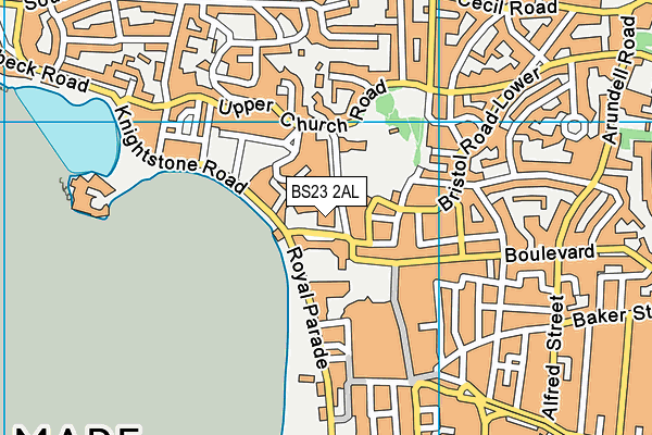 BS23 2AL map - OS VectorMap District (Ordnance Survey) BS23 2AL map - OS VectorMap District (Ordnance Survey)