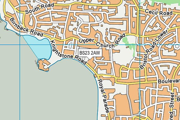 BS23 2AW map - OS VectorMap District (Ordnance Survey) BS23 2AW map - OS VectorMap District (Ordnance Survey)