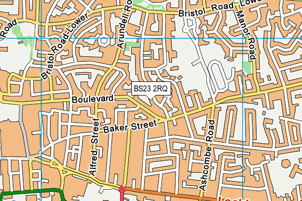 BS23 2RQ map - OS VectorMap District (Ordnance Survey) BS23 2RQ map - OS VectorMap District (Ordnance Survey)