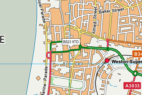 BS23 9TD map - OS VectorMap District (Ordnance Survey) BS23 9TD map - OS VectorMap District (Ordnance Survey)