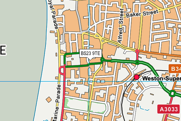 BS23 9TE map - OS VectorMap District (Ordnance Survey)
