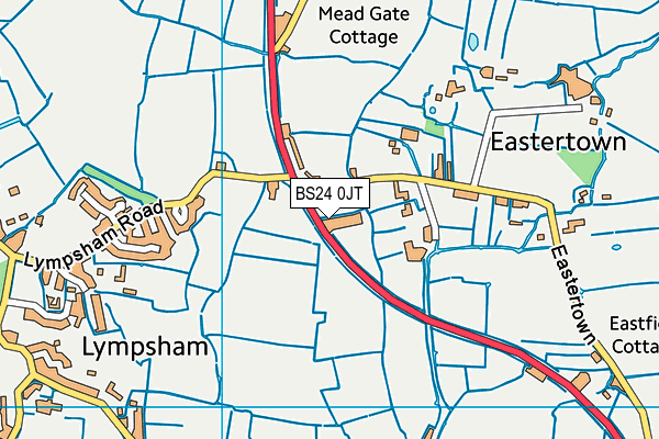 BS24 0JT map - OS VectorMap District (Ordnance Survey) BS24 0JT map - OS VectorMap District (Ordnance Survey)