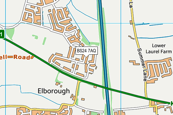 BS24 7AQ map - OS VectorMap District (Ordnance Survey)