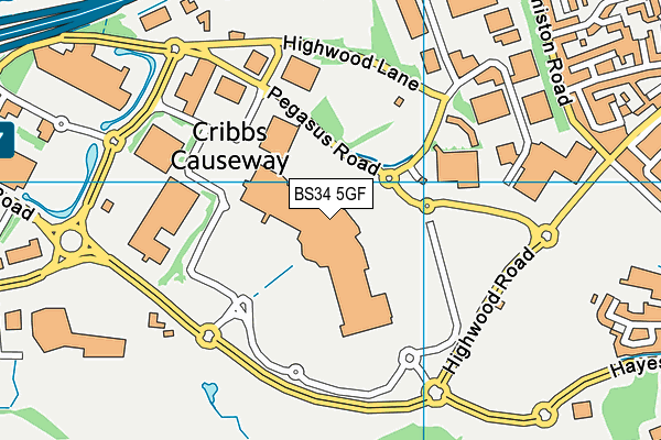 BS34 5GF map - OS VectorMap District (Ordnance Survey)