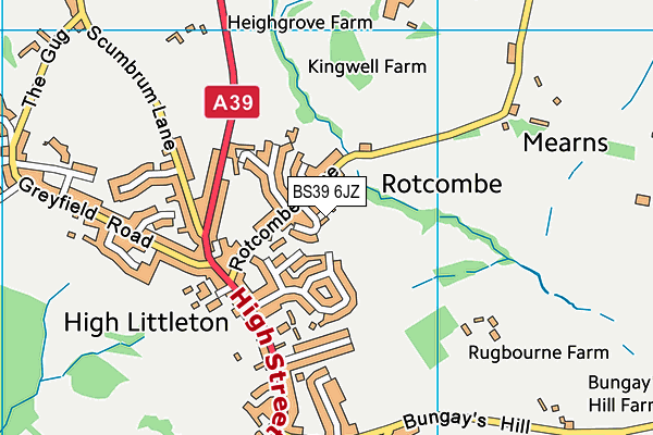 BS39 6JZ map - OS VectorMap District (Ordnance Survey)