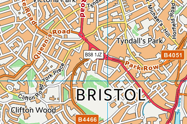 BS8 1JZ map - OS VectorMap District (Ordnance Survey)