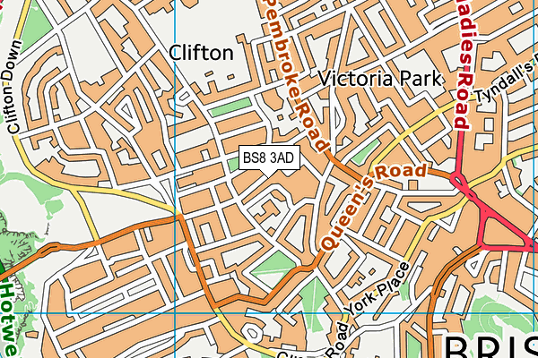 BS8 3AD map - OS VectorMap District (Ordnance Survey) BS8 3AD map - OS VectorMap District (Ordnance Survey)