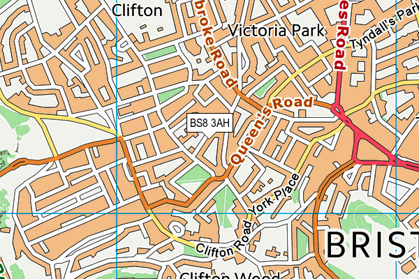 BS8 3AH map - OS VectorMap District (Ordnance Survey)