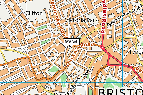 BS8 3AU map - OS VectorMap District (Ordnance Survey) BS8 3AU map - OS VectorMap District (Ordnance Survey)