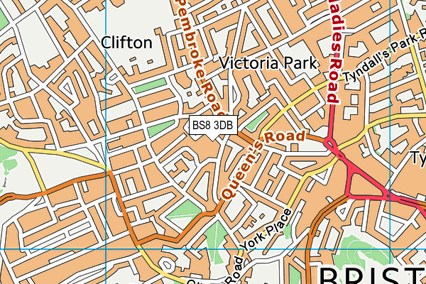 BS8 3DB map - OS VectorMap District (Ordnance Survey)