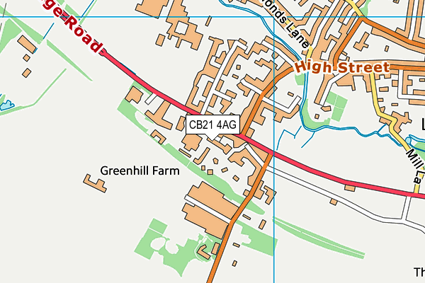CB21 4AG map - OS VectorMap District (Ordnance Survey)