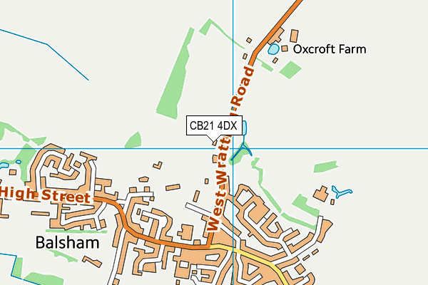 CB21 4DX map - OS VectorMap District (Ordnance Survey) CB21 4DX map - OS VectorMap District (Ordnance Survey)