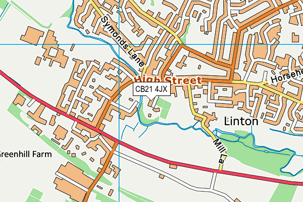 CB21 4JX map - OS VectorMap District (Ordnance Survey) CB21 4JX map - OS VectorMap District (Ordnance Survey)