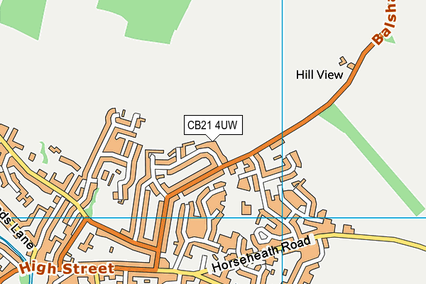 CB21 4UW map - OS VectorMap District (Ordnance Survey) CB21 4UW map - OS VectorMap District (Ordnance Survey)