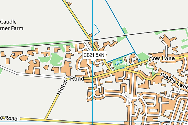 CB21 5XN map - OS VectorMap District (Ordnance Survey) CB21 5XN map - OS VectorMap District (Ordnance Survey)
