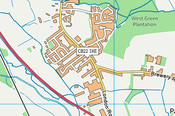CB22 3XE map - OS VectorMap District (Ordnance Survey) CB22 3XE map - OS VectorMap District (Ordnance Survey)